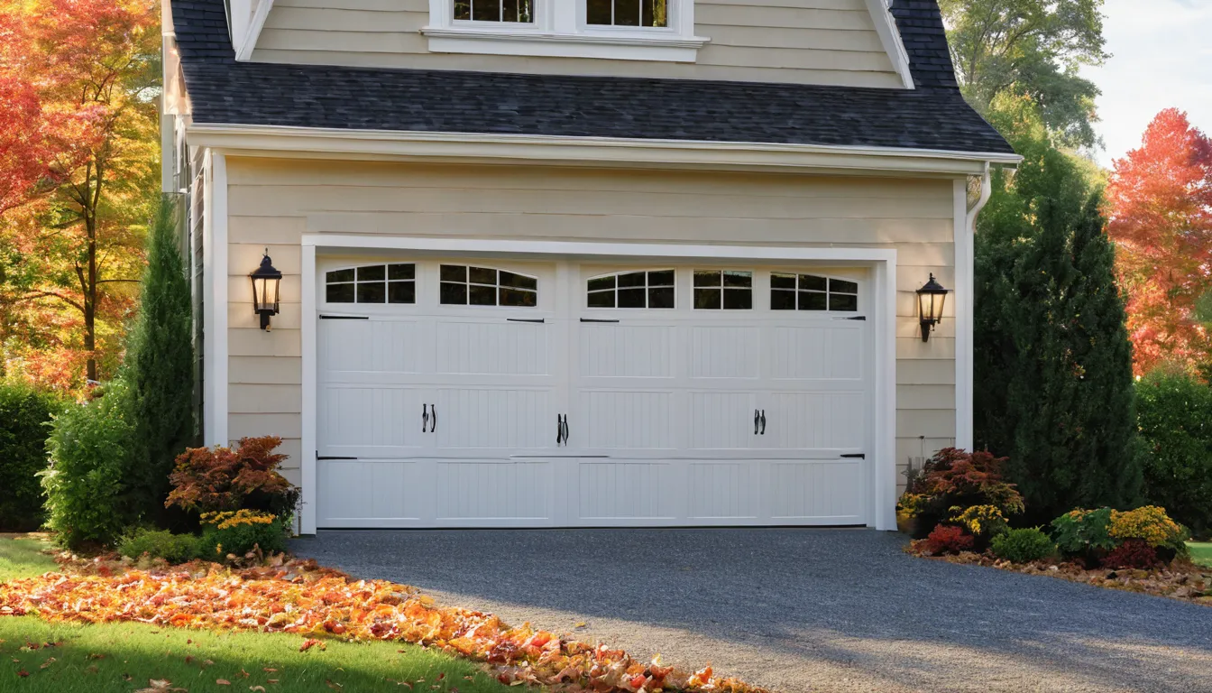 A new garage door on a colonial home in Bowie, shown after installation